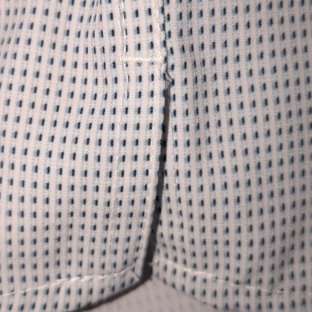 Kenneth Cole Reaction Button Down Men 3X White Blue Grid Stretch Short Sleeve - Picture 6 of 10